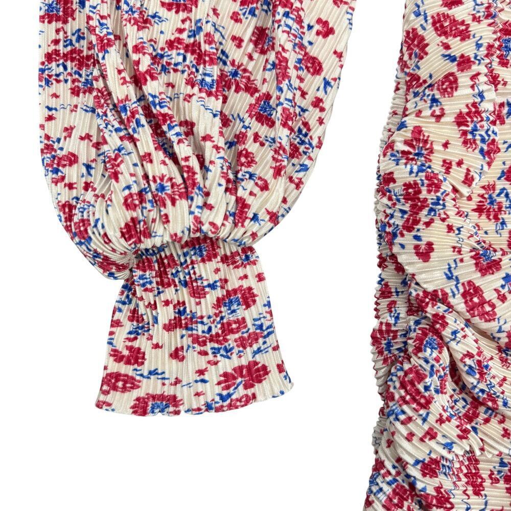 SABINA MUSAYEV Capella Print Pleated Knit Mini Dress XS Ivory Floral Multi Print - Picture 8 of 11